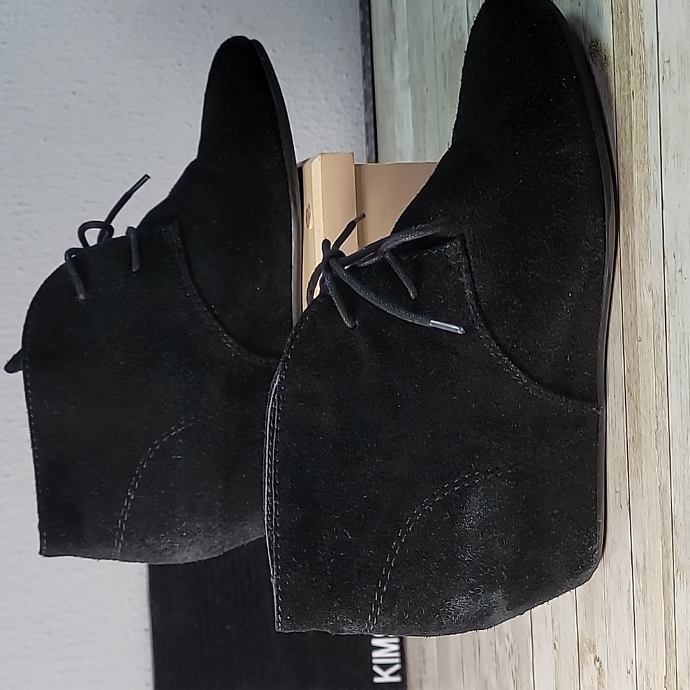 Nine West Joey Leather Ankle Bootie Boots Shoes Size 10M Suede Cute Wedge
